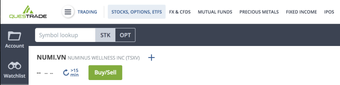 NUMI Questrade pre-market