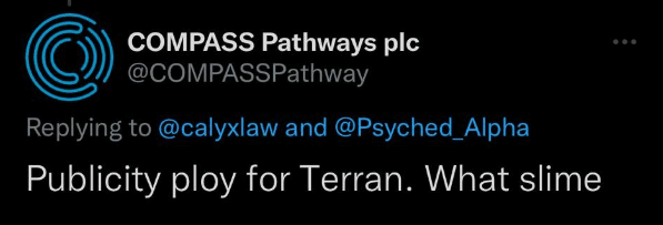 COMPASS Pathways Terran Slime Tweet