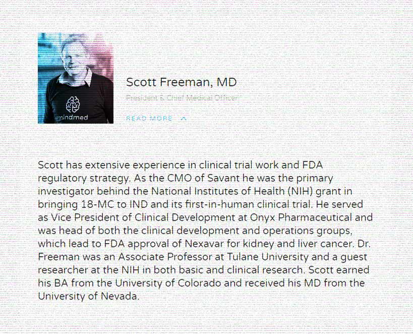 Scott Freeman MindMed Website March 2020