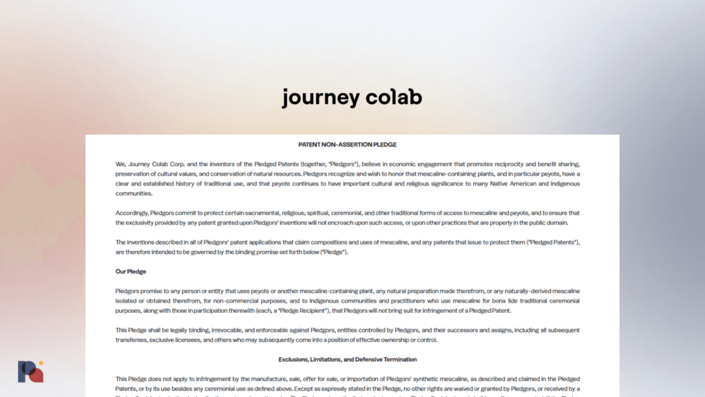 Psychedelics Patent Pledge Journey Colab