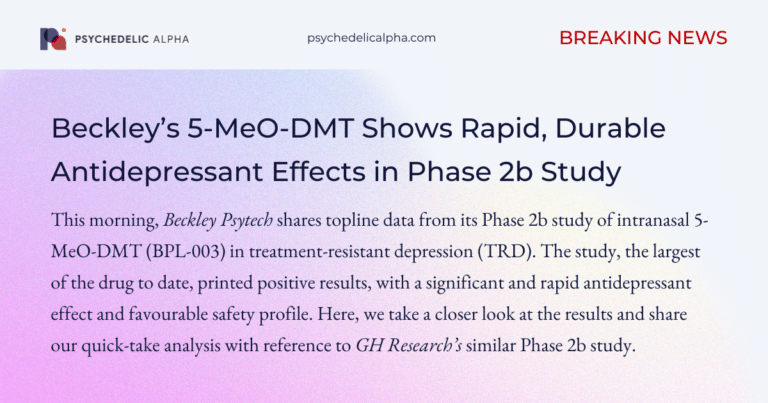 Beckley’s 5-MeO-DMT Shows Rapid, Durable Antidepressant Effects in Phase 2b Study