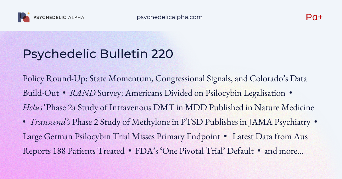 You are currently viewing Pα+ Psychedelic Bulletin #220: New State Bills; Congressional Mentions; Published Psilocybin, DMT, and Methylone Studies; RAND Polling