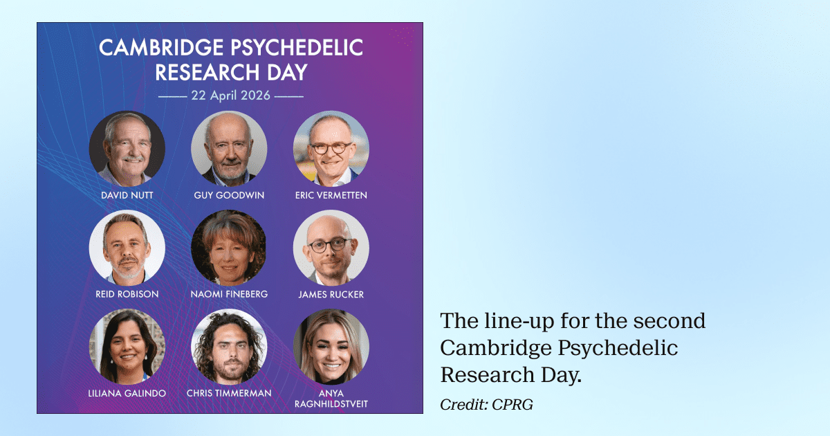 The line-up for the second Cambridge Psychedelic Research Day.