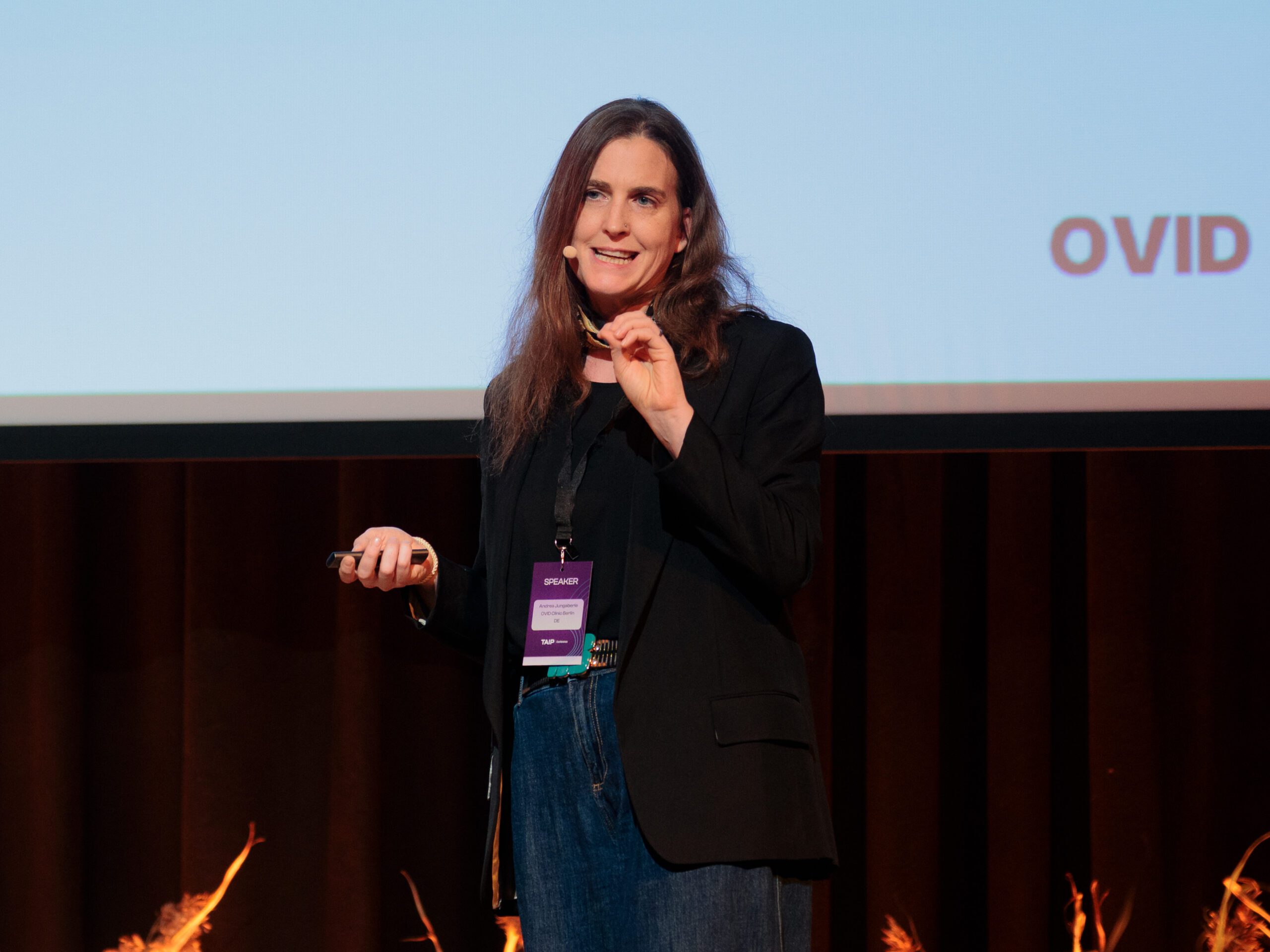 Dr Andrea Jungaberle, Chief Medical Officer at OVID Clinic, speaking at TAIP 2026